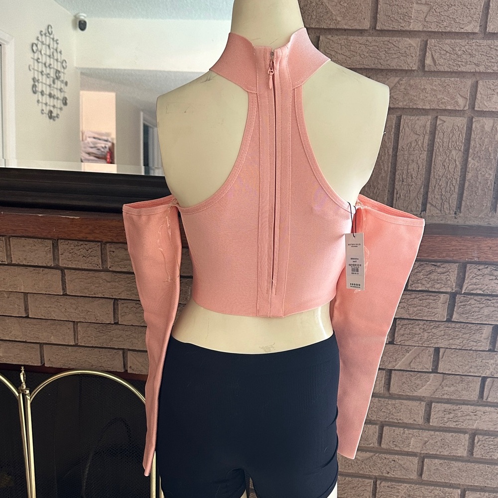 Mistress Rocks orange Halter Crop Top - Picture 2 of 7
